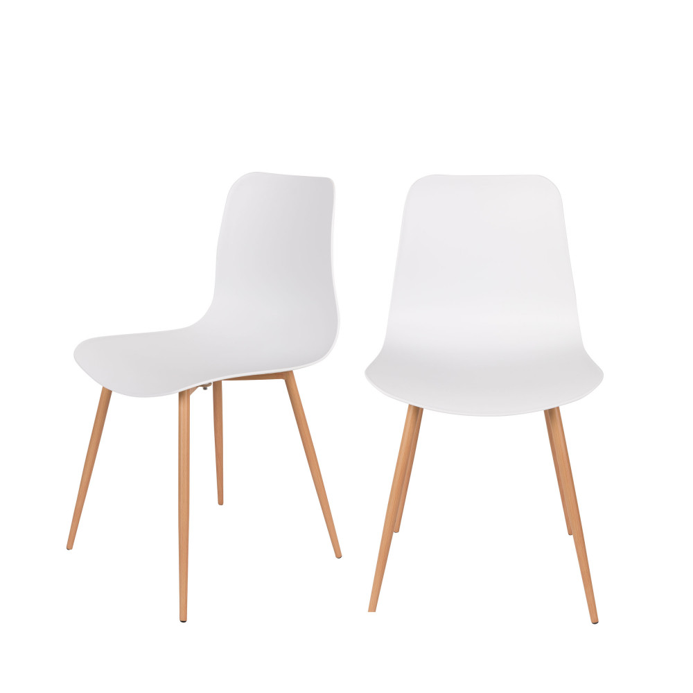 Leon - Lot de 2 chaises en résine - Couleur - Blanc