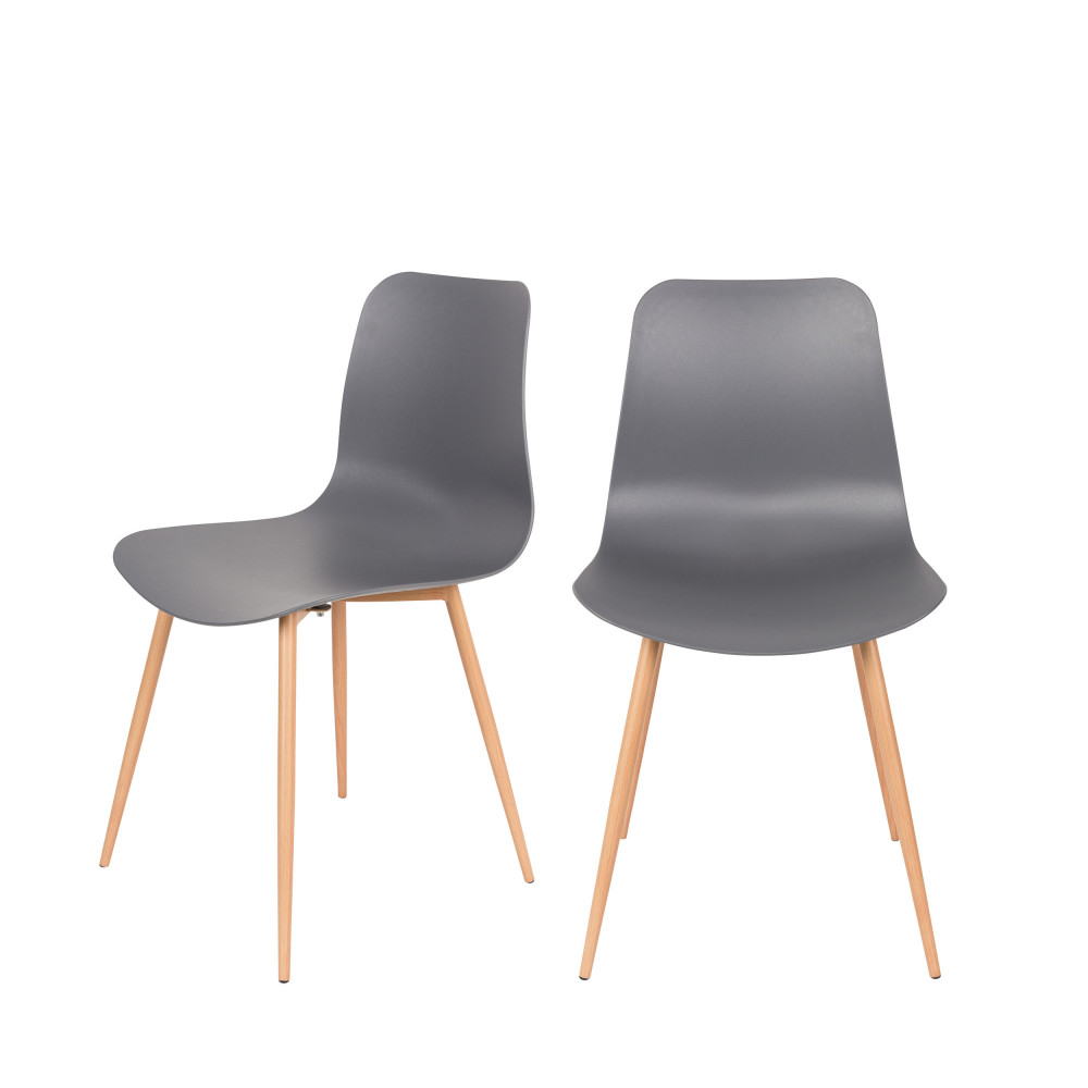 Leon - Lot de 2 chaises en résine - Couleur - Gris