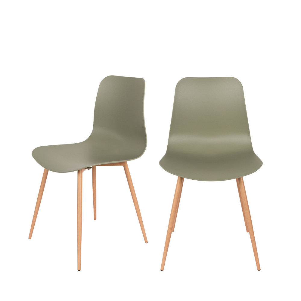 Leon - Lot de 2 chaises en résine - Couleur - Vert