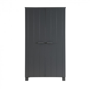 Armoire 2 portes en pin gris anthracite Denis