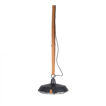 Suspension en métal laqué blanc et cuir brun Dek 40