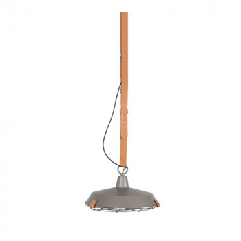 Suspension en métal laqué blanc et cuir brun Dek 40