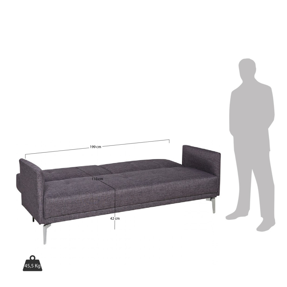 Canape Convertible Gris Anthracite 3 Places By Drawer