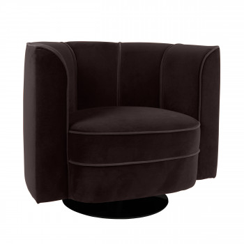 Fauteuil lounge effet velours Flower Dutchbone noir
