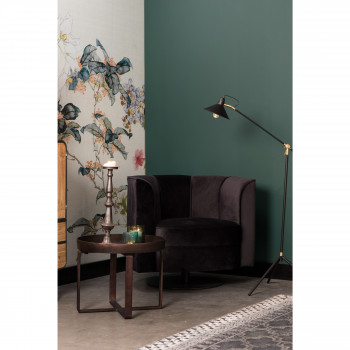 Fauteuil lounge effet velours Flower Dutchbone noir