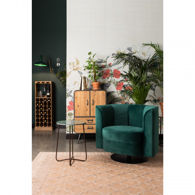 Fauteuil lounge effet velours Flower Dutchbone vert
