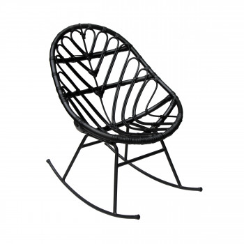 Rocking chair en rotin noir Ette