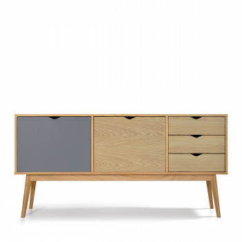 Buffet design 2 portes 3 tiroirs chêne Ström gris chêne