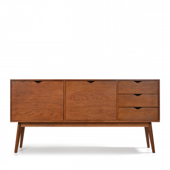 Buffet design 2 portes 3 tiroirs teinté noyer Ström noyer noyer