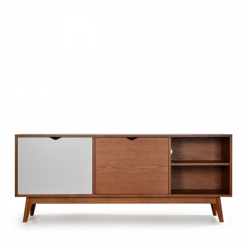 Meuble TV design 2 portes teinté noyer Ström