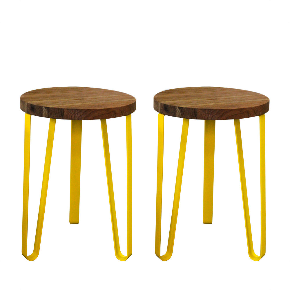 Tabourets 2 Design Sparklejaune Lot Métal De dBCoWxre