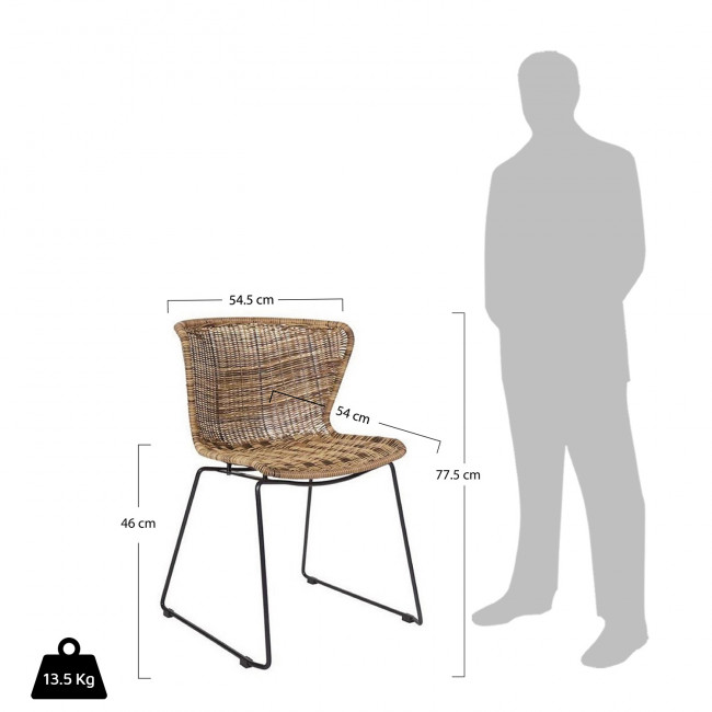 2x chaise en rotin tressé Wings naturel