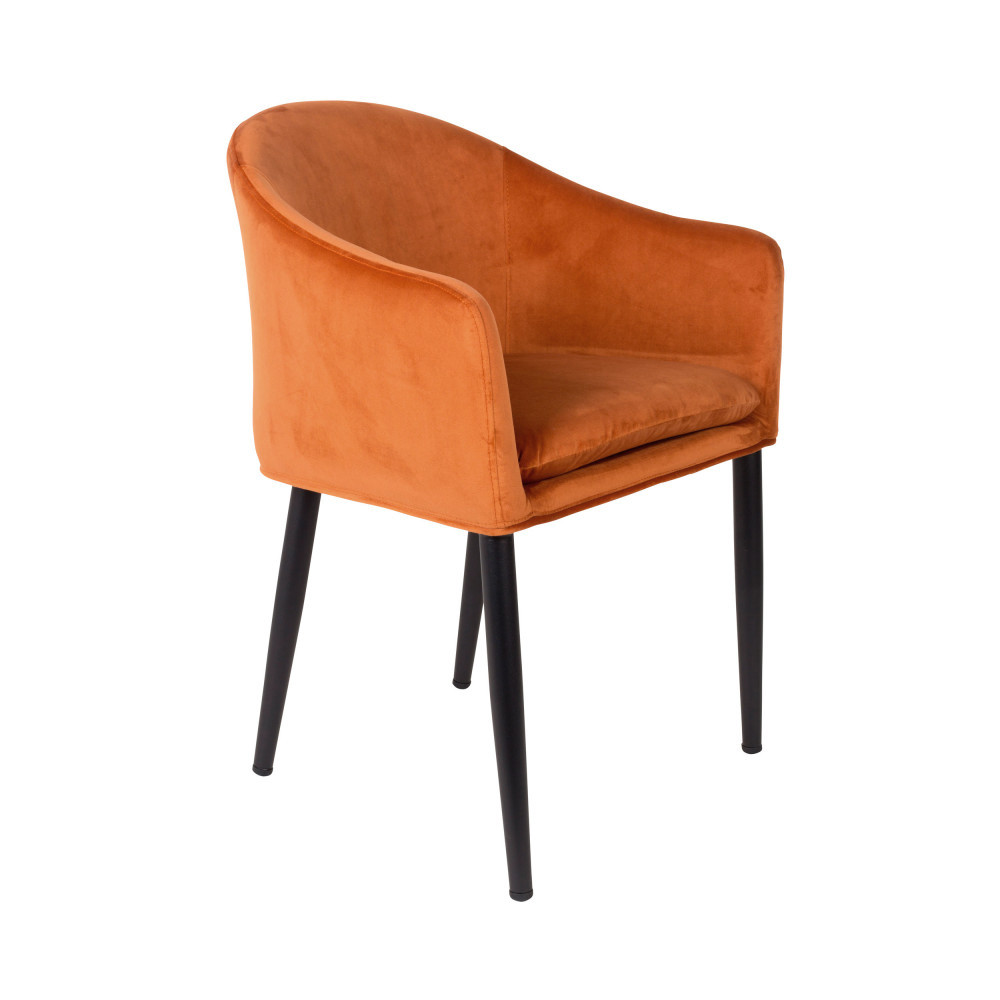 Catelyn - Fauteuil de table design en velours - Couleur - Orange