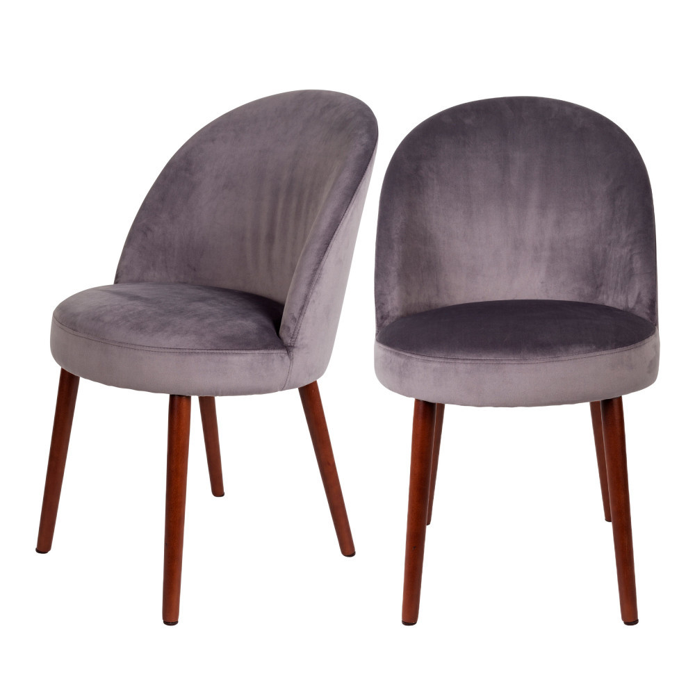 Barbara - Lot de 2 chaises en velours - Couleur - Gris