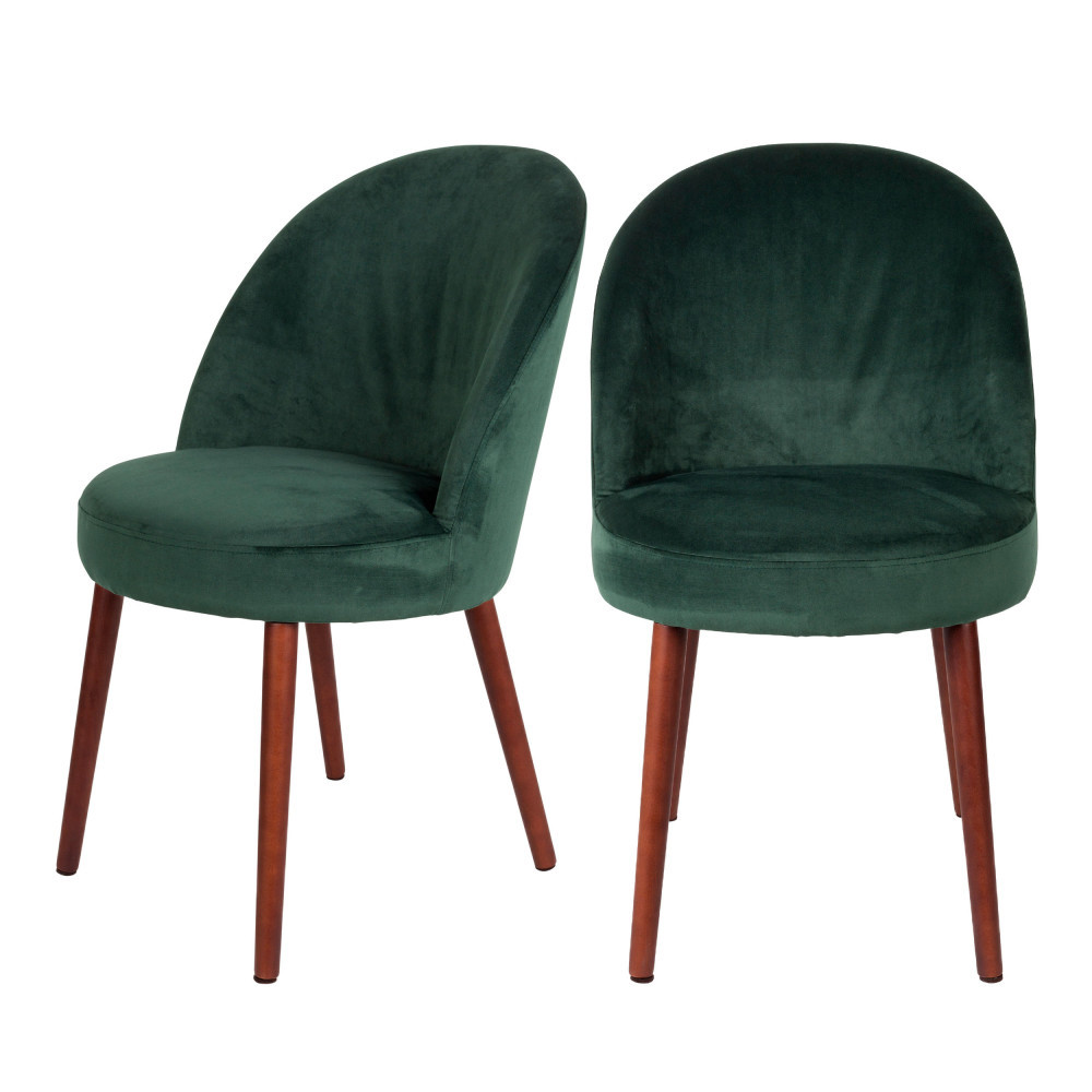 Barbara - Lot de 2 chaises en velours - Couleur - Vert