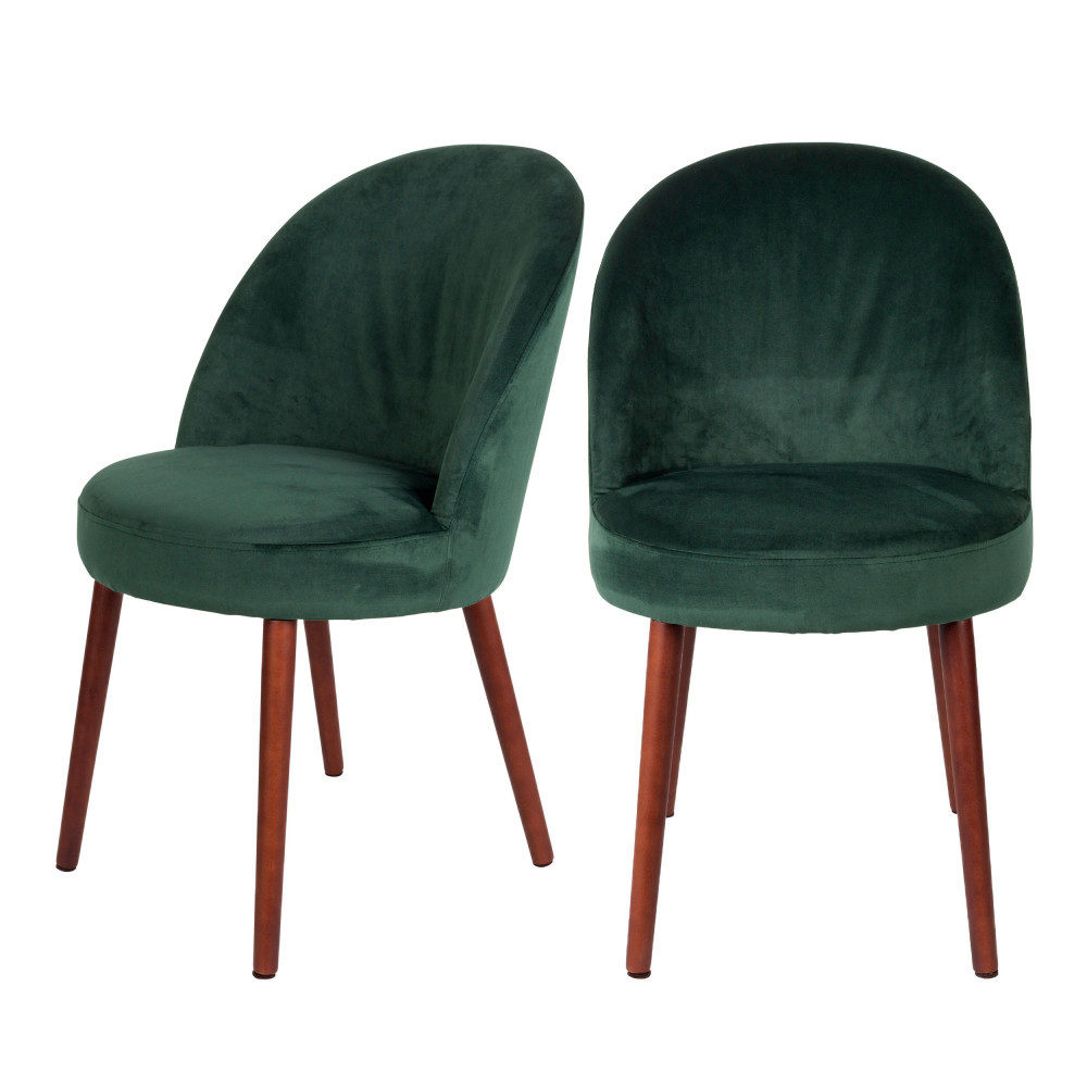 barbara - lot de 2 chaises en velours - couleur - vert