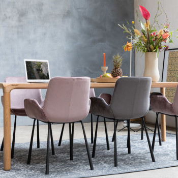 Lot de 2 fauteuils lounge velour rose Brit Zuiver