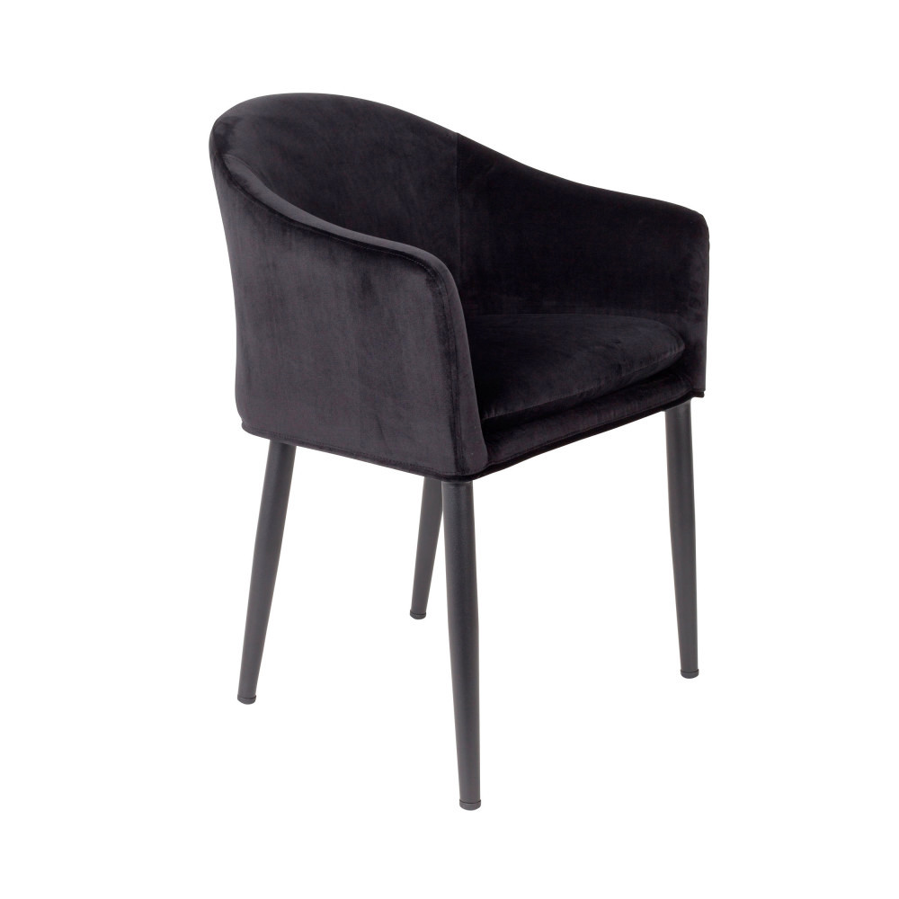 Catelyn - Fauteuil de table design en velours - Couleur - Noir