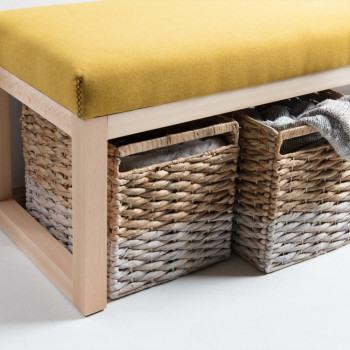 Banc en bois et tissu Loya