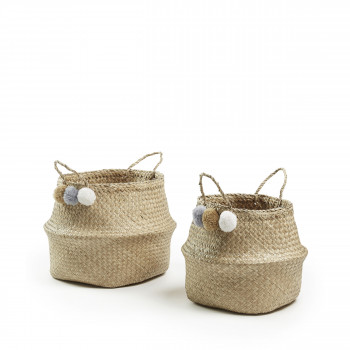 Lot de 2 paniers fibre végétale Thaï