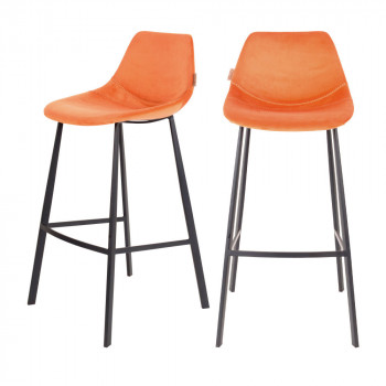 Lot de 2 tabourets de bar en velours 80cm Franky Dutchbone