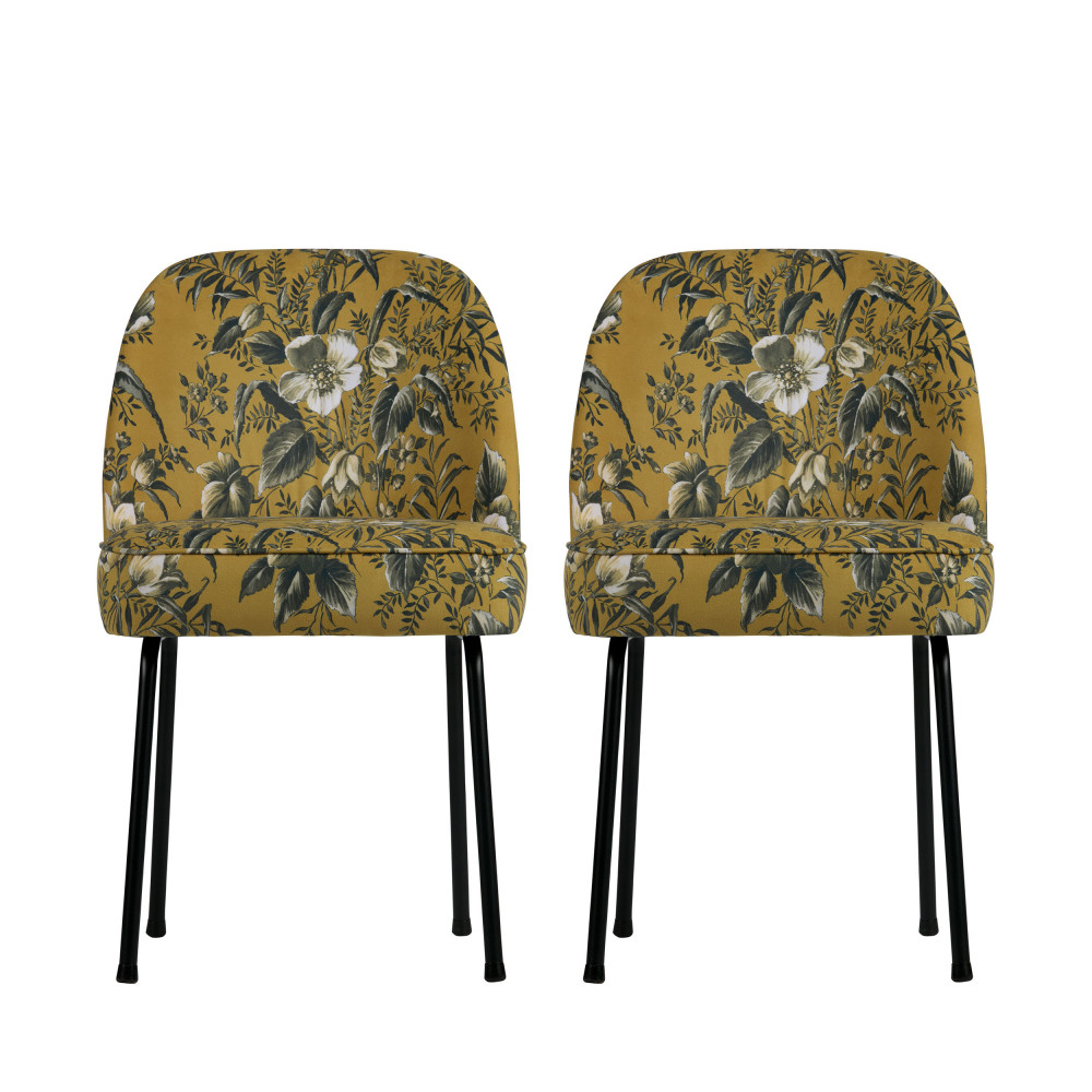 Vogue - Lot de 2 chaises design en velours - Couleur - Ocre