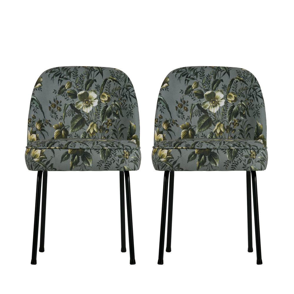 Vogue - Lot de 2 chaises design en velours - Couleur - Gris