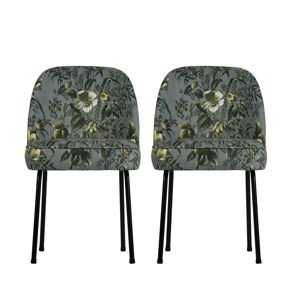 vogue - lot de 2 chaises design en velours - couleur - gris