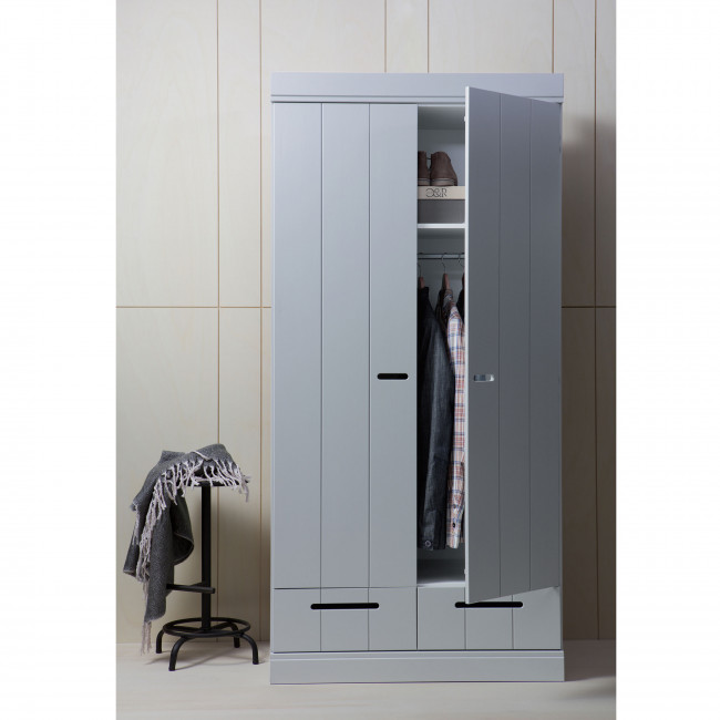 Armoire en pin 2 portes 2 tiroirs Connect