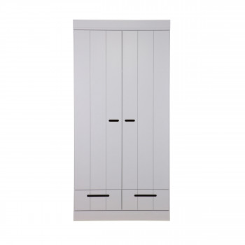 Armoire en pin 2 portes 2 tiroirs Connect