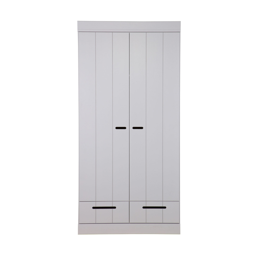 Connect - Armoire en pin 2 portes 2 tiroirs - Couleur - Gris béton