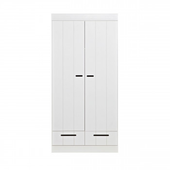 Armoire en pin 2 portes 2 tiroirs Connect