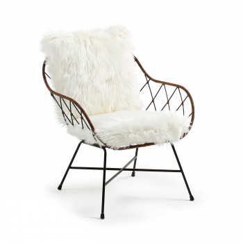 Fauteuil design en métal et rotin Claren