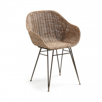 Chaise design en métal et rotin Chart