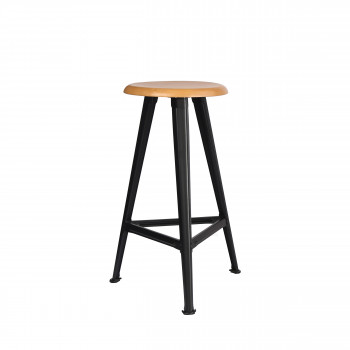 Tabouret de bar en métal et bois 74 cm Stanislas