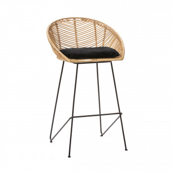 Tabouret de bar en métal et rotin 69 cm Naulu