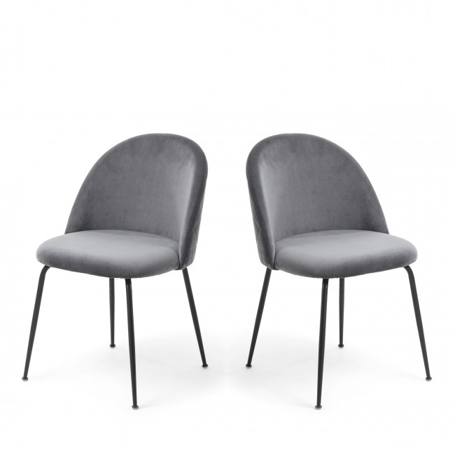 Lot de 2 chaises en velours et pieds noirs Ivonne