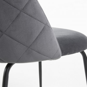 Lot de 2 chaises en velours et pieds noirs Ivonne