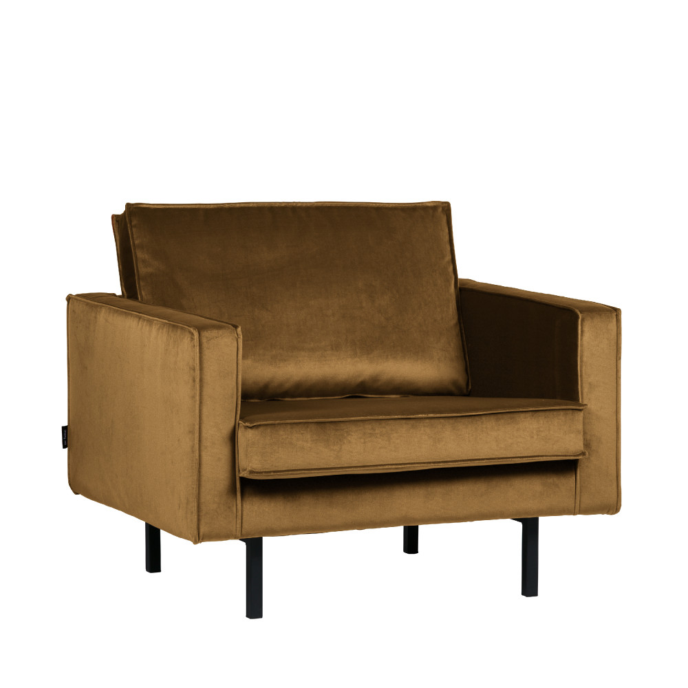 Bronco - Fauteuil vintage en velours - Couleur - Bronze