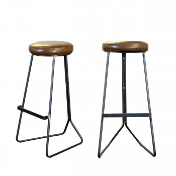 Lot de 2 tabourets de bar en métal et simili-cuir Colombus Redcartel