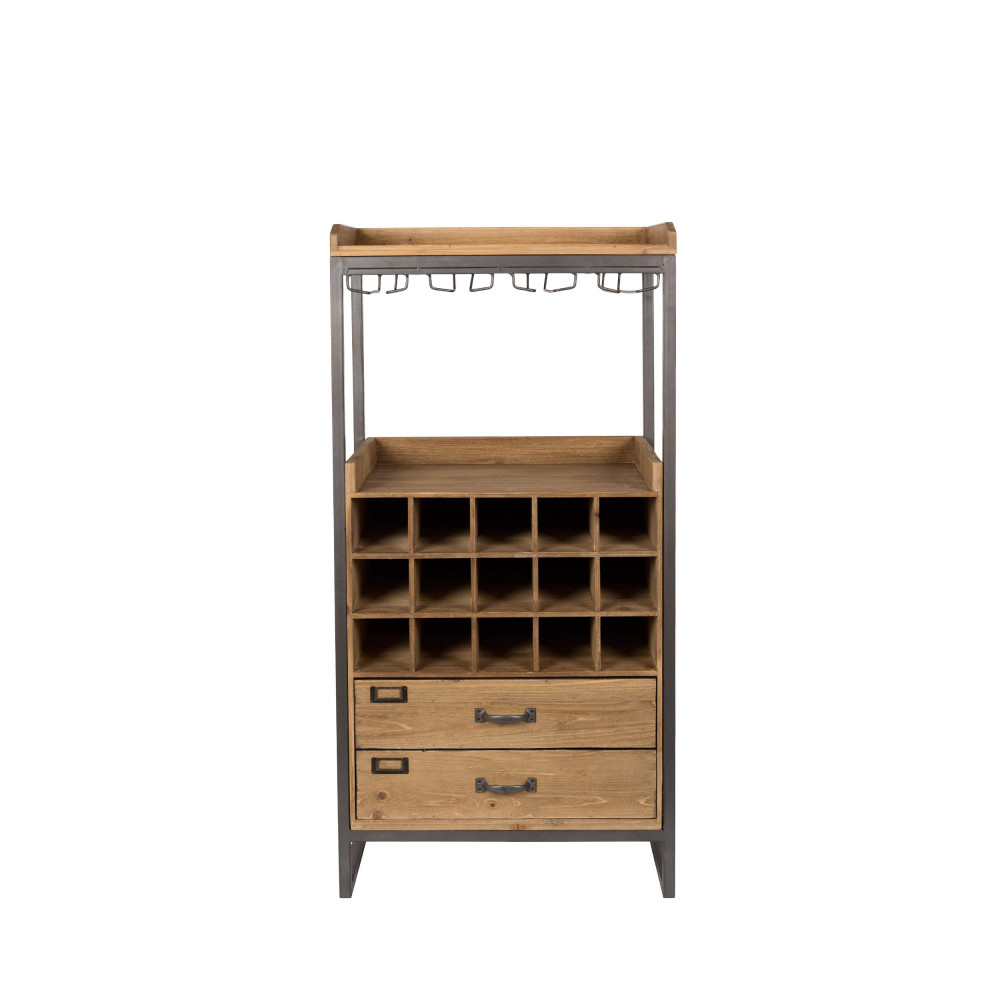 Edgar - Armoire bar à vin vintage - Couleur - Bois clair