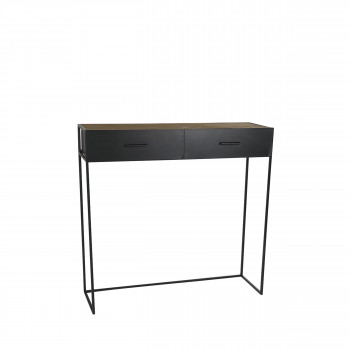 Console 2 tiroirs en fer et bois Essential