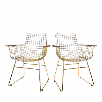 Lot de 2 chaises en métal quadrillées Aslaug