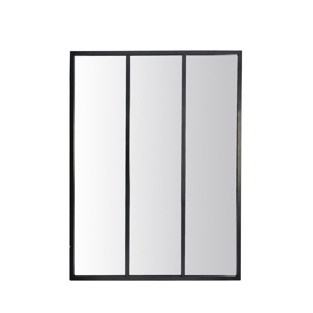 Louvil - Miroir verrière en métal 90x120 cm - Couleur - Noir