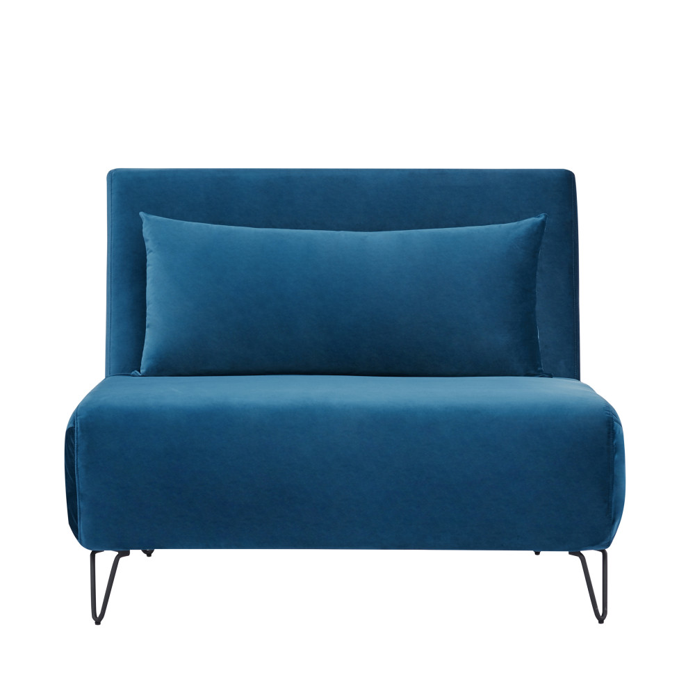 Joe Harper - Fauteuil convertible en velours - Couleur - Bleu foncé