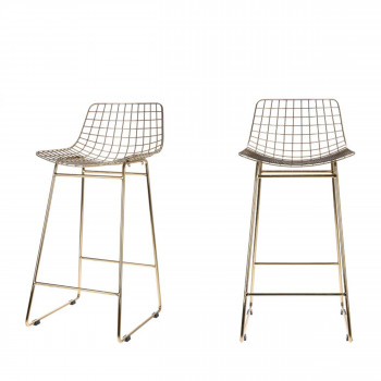 Lot de 2 tabourets en métal quadrillés Aslaug