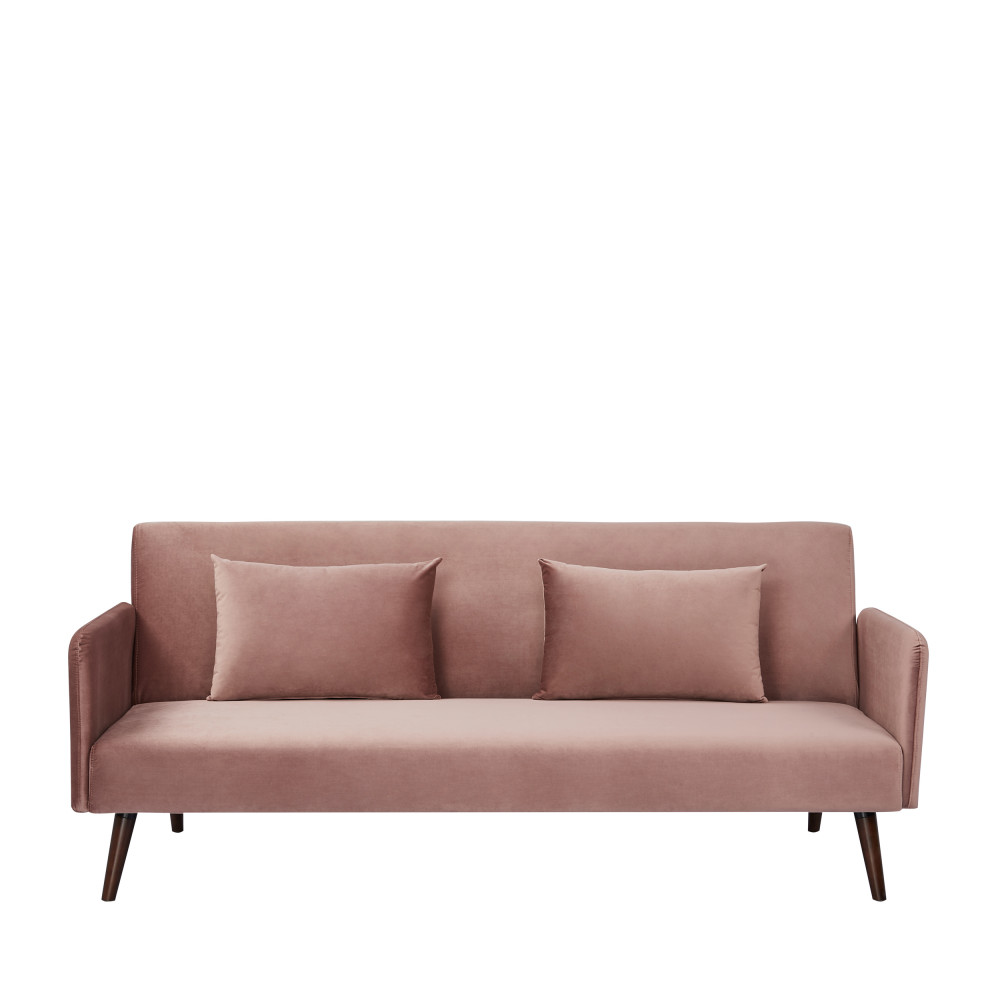 Nielson - Canapé convertible 3 places velours - Couleur - Vieux rose