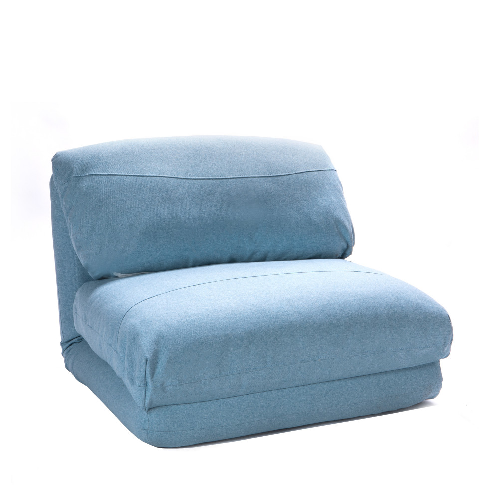 Nalo - Chauffeuse convertible 1 place en tissu - Couleur - Bleu pastel