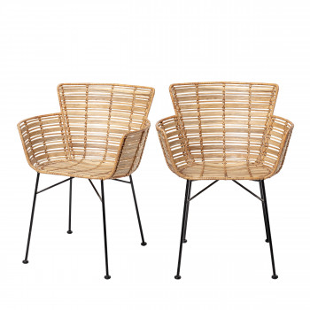 Coast - 2 Fauteuils en rotin et pieds noirs