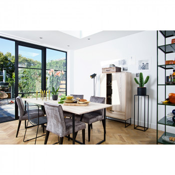 Table à manger en frêne brossé 220 x 90 cm Silas noire